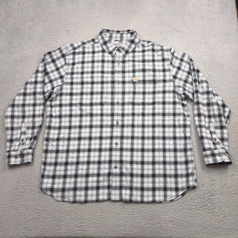 Carhartt Rugged Flex Flannel Shirt Men 2XL Relaxed Fit Plaid Long Sleeve